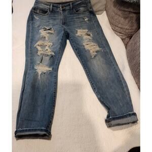 Judy Blue Women's Ripped Jeans Boyfriend High Waist 32 X 27 Grunge Boho Festival